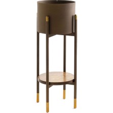 Sürton Çiroz Gold Kahverengi Metal Çiçeklik Saksılık 64 cm