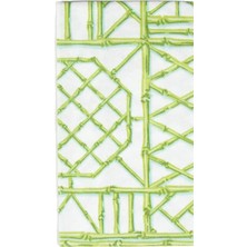 Caspari Bamboo Screen Moss Green Paper Linen Guest Towel Desenli 12'li Servis Peçetesi Seti