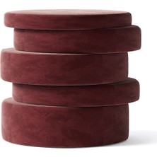 Hermhaus Ups Bordo Kadife Puf