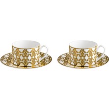 Roberto Cavalli Monogram Gold Altın Dekorlu Porselen 2 Kişilik Kahve ve Çay Fincan Takımı