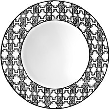 Roberto Cavalli Monogram Siyah Beyaz Desenli Porselen Çukur Tabak 22 cm