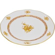 Herend Apponyi Desenli Sarı Işlemeli Porselen Yemek Tabağı 25.5 cm