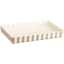 Emile Henry Ekru Seramik Dikdörtgen Tart Börek Fırın Kabı 33X24 cm