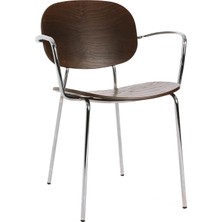 Sancaklı Design Harigariga Vondel Krom Ceviz Rengi Sandalye