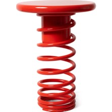 Yet Design Studio Twist Kırmızı Ahşap Tablalı Metal Tabure