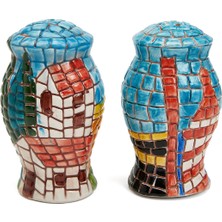 V.B.C La Ceramica Mavi Mozaik Detaylı Tuzluk Biberlik