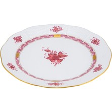 Herend Apponyi Desenli Pembe Porselen Yemek Tabağı 25.5 cm