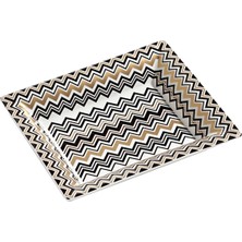 Missoni Home Siyah Gold Zikzak Desenli Porselen Tabak