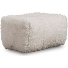 Estetik Decor Noby Cosy Beyaz Tüylü Deri Puf
