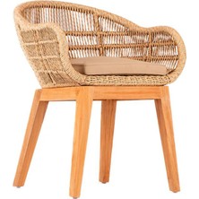 Vitello Amora Krem Rengi Rattan Bahçe Sandalyesi