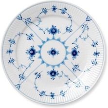 Royal Copenhagen Fluted Plain Blue Desenli Porselen Pasta Tabağı 19 cm