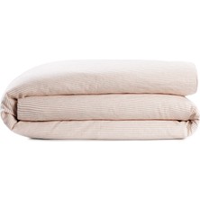 L’appartement Lina Stripe Cream Clay Pamuk Keten King Size Nevresim 240 x 220 cm