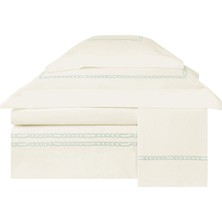 Valeron Maillon Mint Işlemeli Pamuk Saten King Size Nevresim Takımı 240 x 220 cm
