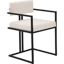 Solano Design Tush Beyaz Metal Yemek Odası Sandalyesi