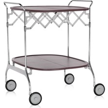 Kartell Gastone Mat Mürdüm Metal Tekerlekli Servis Masası 23 x 90 cm