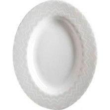 Missoni Home Beyaz Gri Porselen Servis Tabağı