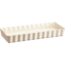 Emile Henry Ekru Seramik Dikdörtgen Tart Börek Fırın Kabı 36.5X15 cm