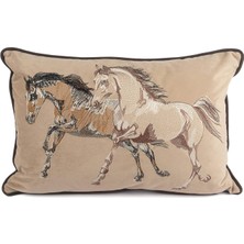 Mikasa Moor Pegasus At Nakışlı Kadife Kırlent 40 x 60 cm
