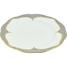 Herend Fish Scale Silver Desenli Gri Porselen Yemek Tabağı 28.5 cm