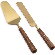 The Mia Wood Çelik 2'li Pasta Servis Takımı