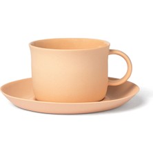 Masuma Ceramics Salmon Somon Rengi Porselen Double Türk Kahvesi Fincan ve Tabağı 150 ml
