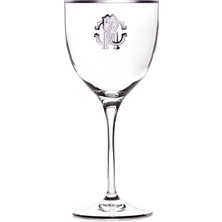 Roberto Cavalli Monogram Platin Dekorlu Kristal Su Kadehi