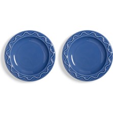 Klevering Mochi Mavi Porselen Küçük Boy 2'li Tabak Seti 17,5 cm