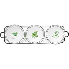 Easy Life Herbarium Beyaz Porselen Bitki Desenli Sunumluk 37 cm