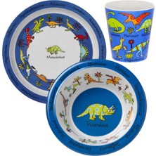 Tyrrell Katz Dino Melamin Çocuk Mama Kasesi Tabağı ve Alıştırma Bardağı 3'lü Set