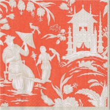 Caspari Silk Road Toile Mandarin Desenli 20'li Servis Peçetesi Seti