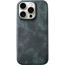 Roarcraft iPhone 16 Logo Detaylı Zümrüt Yeşili Deri Telefon Kılıfı