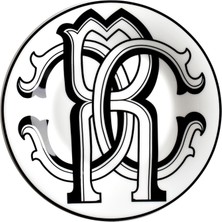 Roberto Cavalli Monogram Siyah Beyaz Desenli Porselen Ekmek ve Tatlı Tabağı 16,5 cm