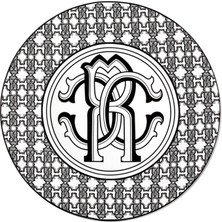 Roberto Cavalli Monogram Siyah Beyaz Desenli Porselen Servis Tabağı ve Supla 32 cm