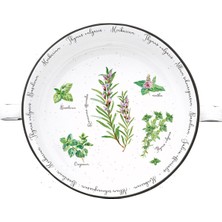 Easy Life Herbarium Bitki Desenli Beyaz Porselen Kulplu Kase 20 cm