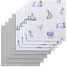 Deux Lapins %100 Müslin Iconique Lapin&cotton Grey  10`lu Bebek Ağız Bezi