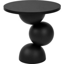 Solano Design Artu Siyah Ahşap Yan Sehpa