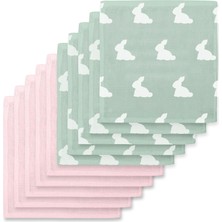 Deux Lapins Mono Lapin Matcha Green & Innocent Pink Müslin 10'lu Bebek Ağız Bezi