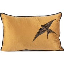 Mikasa Moor Isla Bronz Tek Kuş Kadife Yastık Kırlent 40X60 cm