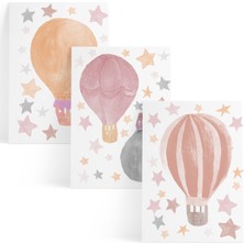 Pop By Gaea Suluboya Balon ve Yıldız Pembe Duvar Stickerı