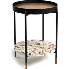 Sürton Kasnak Tan Metal Yan Sehpa