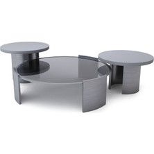 Örge Home Joy Gri Cam Tabla Özel Patine Cilalı Metal Ayaklı Orta Sehpa