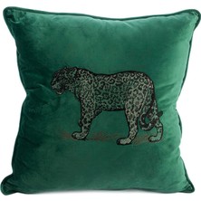 Mikasa Moor Leopar Nakışlı Yeşil Kadife Kırlent 55X55 cm