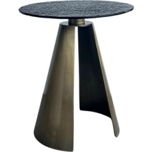 Lucenti Design Herse Sarı Eskitme Metal Ayak Füme Cam Tablalı Yan Sehpa