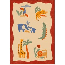 Hueppi Tails And Trails Safari Bej Kiremit Hipoalerjenik Çocuk Halısı 120 x 160 cm