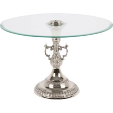 Bakara Collection Nikel Kaplama Cam Ayaklı Servis Tabağı 33 cm