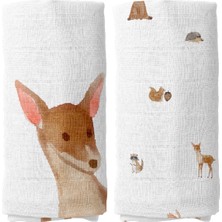 Casadora Baby Forest Amigos Organik Pamuk Müslin Bebek 2'li Örtü Seti 90 x 90 cm