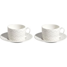 Missoni Home Beyaz Gri 2li Porselen Kahve Fincan Seti