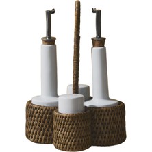 King Zoo Rattan Yağlık Tuzluk Seti