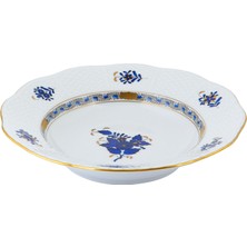 Herend Apponyı Desenli Lacivert Porselen Çorba Tabağı 21 cm