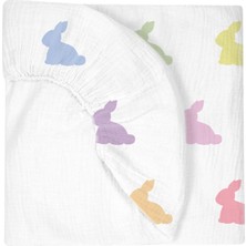 Deux Lapins %100 Pamuk Rainbow Lapin Müslin Lastikli Bebek Çarşafı 70 x 140 cm